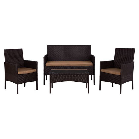 Εικόνα της ΣΕΤ ΣΑΛΟΝΙ 4ΤΜΧ ΚΑΦΕ RATTAN HM5290.01 ΜΕ ΜΑΞΙΛΑΡΙΑ