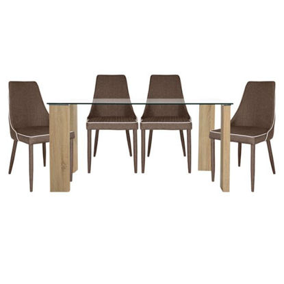 Εικόνα της ΣΕΤ ΤΡΑΠΕΖΑΡΙΑ 5ΤΜΧ ΤΡΑΠΕΖΙ MORGAN 140X80-MOLI ΚΑΦΕ HM10079.03