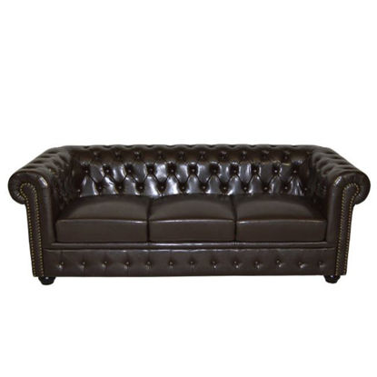 Εικόνα της ΚΑΝΑΠΕΣ 3ΘΕΣΙΟΣ T.CHESTERFIELD HM3009.01 ΤΕΧΝΟΔΕΡΜΑ ΣΚΟΥΡΟ ΚΑΦΕ