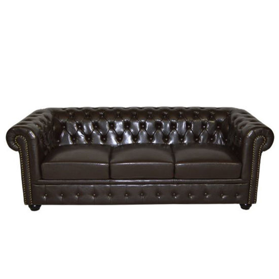 Εικόνα της ΚΑΝΑΠΕΣ 3ΘΕΣΙΟΣ T.CHESTERFIELD HM3009.01 ΤΕΧΝΟΔΕΡΜΑ ΣΚΟΥΡΟ ΚΑΦΕ