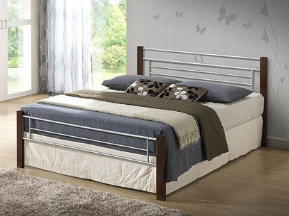 Εικόνα της ΚΡΕΒΑΤΙ Διπλό από Μέταλλο Ασημί και Ξύλο Wenghe 207x160x93cm SARTI Evelyn 32000