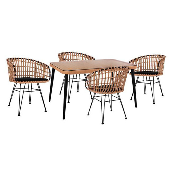 Εικόνα της ΣΕΤ 5ΤΜΧ ALLEGRA WICKER ΜΕ ΤΡΑΠΕΖΙ 140X80Χ78Υ ΜΠΕΖ & ΜΑΥΡΟ ΧΡΩΜΑ HM10488