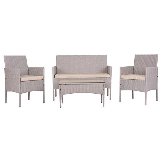 Εικόνα της ΣΕΤ ΣΑΛΟΝΙ 4ΤΜΧ ΓΚΡΙ RATTAN HM5290.02 ΜΕ ΜΑΞΙΛΑΡΙΑ