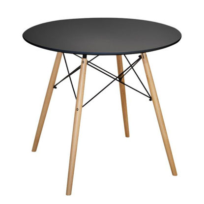 Εικόνα της ΤΡΑΠΕΖΙ MINIMAL HM0059.02 ΜΑΥΡΟ Φ80 ΜΕ ΞΥΛΙΝΑ ΠΟΔΙΑ ΟΞΙΑ