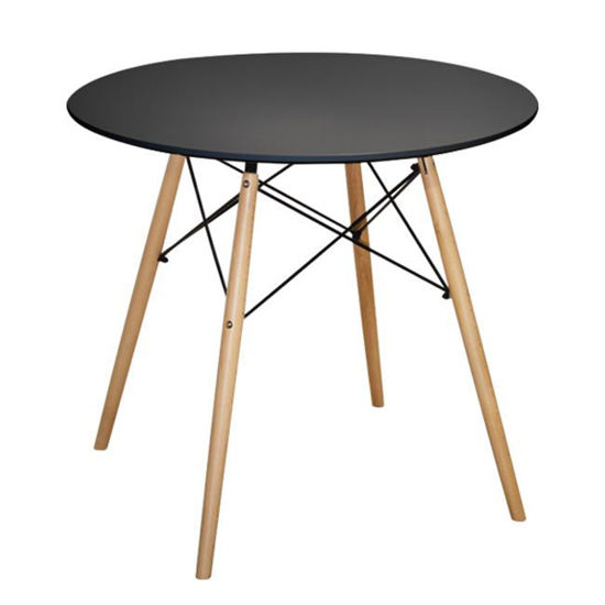 Εικόνα της ΤΡΑΠΕΖΙ MINIMAL HM0059.02 ΜΑΥΡΟ Φ80 ΜΕ ΞΥΛΙΝΑ ΠΟΔΙΑ ΟΞΙΑ