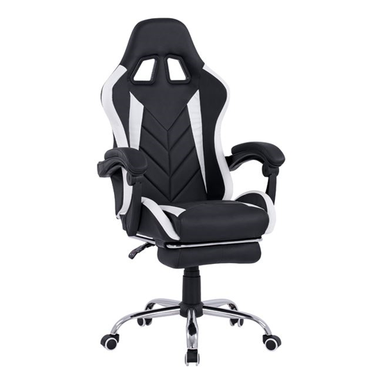 Εικόνα της ΠΟΛΥΘΡΟΝΑ GAMING ΜΕ ΑΝΑΚΛΙΝΟΜΕΝΗ ΠΛΑΤΗ ΚΑΙ ΥΠΟΠΟΔΙΟ HM1156.04 ΣΕ ΧΡΩΜΑ ΜΑΥΡΟ-ΛΕΥΚΟ