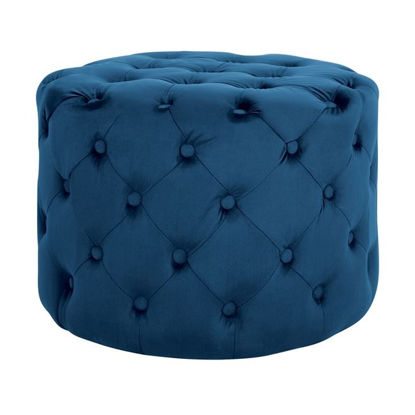 Εικόνα της ΣΚΑΜΠΟ KASSIE ΜΠΛΕ ΒΕΛΟΥΔΟ ΤΥΠΟΥ CHESTERFIELD HM8406.08 Φ60Χ43Υ εκ.