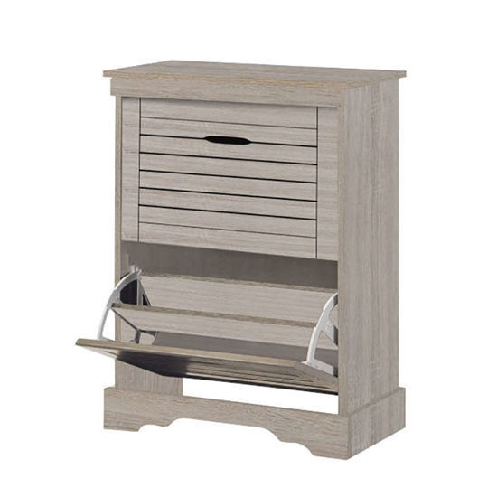 Εικόνα της Παπουτσοθήκη ξύλινη 2 συρτάρια 60Χ30Χ82 S. oak