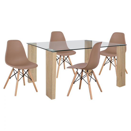 Εικόνα της ΣΕΤ ΤΡΑΠΕΖΑΡΙΑ 5ΤΜΧ ΜΕ ΤΡΑΠΕΖΙ MORGAN 140Χ80X75 & ΚΑΡΕΚΛΕΣ TWIST ΚΑΠΟΥΤΣΙΝΟ HM11406