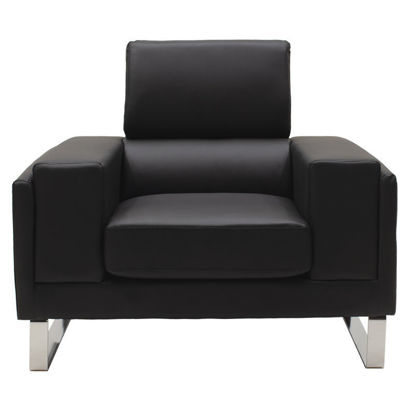 Εικόνα της Πολυθρόνα Shea pakoworld pu μαύρο-inox 104x80x87εκ