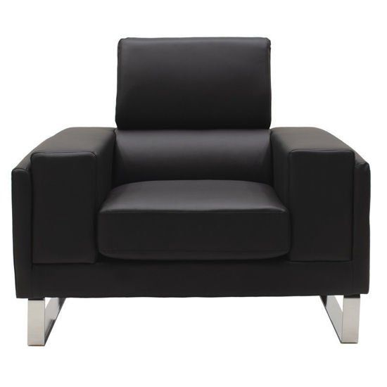 Εικόνα της Πολυθρόνα Shea pakoworld pu μαύρο-inox 104x80x87εκ