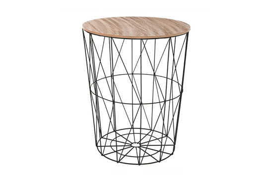 Εικόνα της Βοηθητικό τραπέζι σαλονιού Cabel pakoworld oak-μαύρο Φ47x56.5εκ