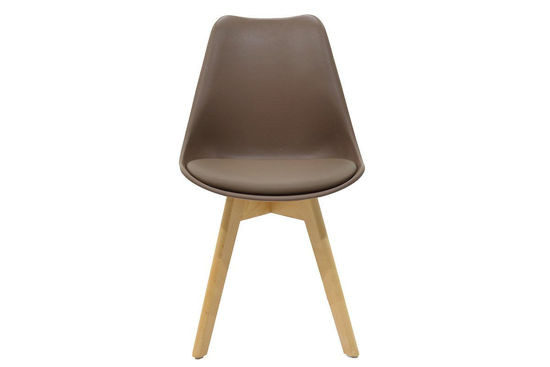 Εικόνα της Καρέκλα Gaston pakoworld πολυπροπυλενίου-PU χρώμα μόκα - φυσικό