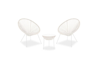 Εικόνα της Σαλόνι κήπου Acapulco σετ 3τεμ pakoworld μέταλλο-pe λευκό