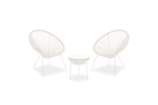 Εικόνα της Σαλόνι κήπου Acapulco σετ 3τεμ pakoworld μέταλλο-pe λευκό