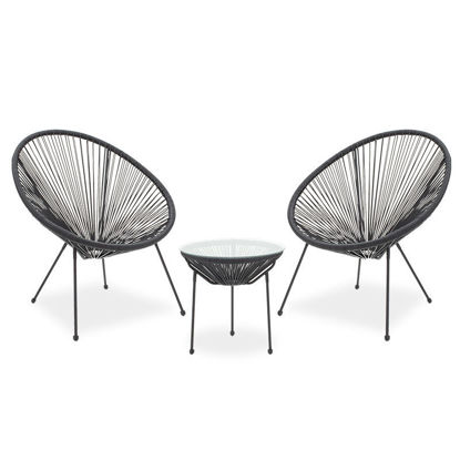 Εικόνα της Σαλόνι κήπου Acapulco σετ 3τεμ pakoworld μέταλλο-pe μαύρο
