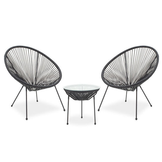 Εικόνα της Σαλόνι κήπου Acapulco σετ 3τεμ pakoworld μέταλλο-pe μαύρο