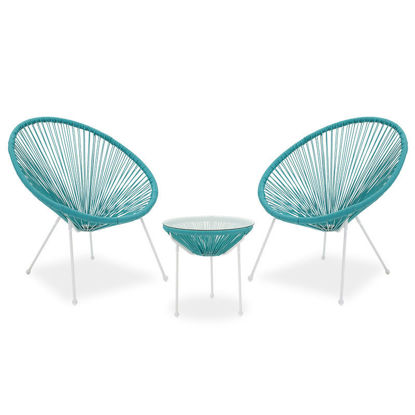 Εικόνα της Σαλόνι κήπου Acapulco σετ 3τεμ pakoworld μέταλλο-pe τυρκουάζ