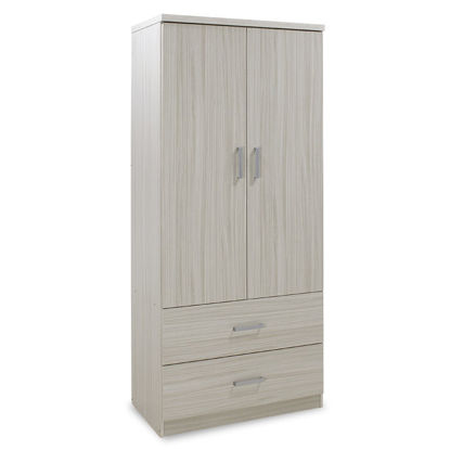 Εικόνα της Ντουλάπα ρούχων δίφυλλη LEGO pakoworld με 2 συρτάρια χρώμα λευκό - γκρι 80x45x180εκ