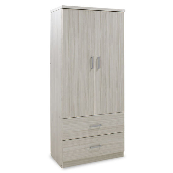 Εικόνα της Ντουλάπα ρούχων δίφυλλη LEGO pakoworld με 2 συρτάρια χρώμα λευκό - γκρι 80x45x180εκ