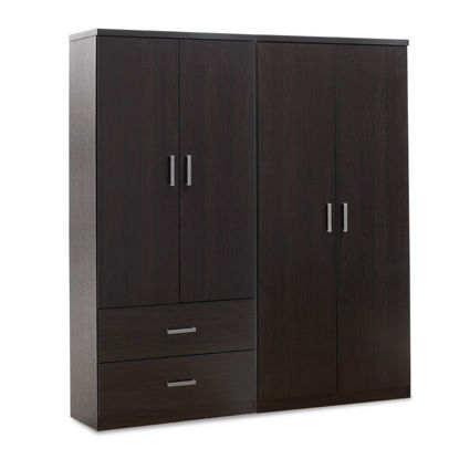 Εικόνα της Nτουλάπα ρούχων τετράφυλλη Lego pakoworld με 2 συρτάρια χρώμα wenge 160x45x180εκ