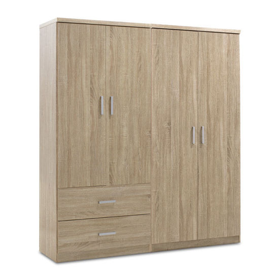 Εικόνα της Nτουλάπα ρούχων τετράφυλλη Lego pakoworld με 2 συρτάρια χρώμα sonoma 160x45x180εκ