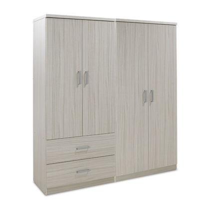 Εικόνα της Nτουλάπα ρούχων τετράφυλλη Lego pakoworld με 2 συρτάρια χρώμα λευκό γκρι 160x45x180εκ