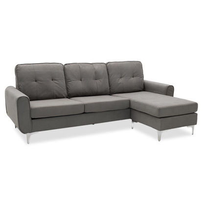 Εικόνα της Γωνιακός καναπές Ballon pakoworld αναστρέψιμος υφασμάτινος χρώμα γκρι 218x135x83,5εκ