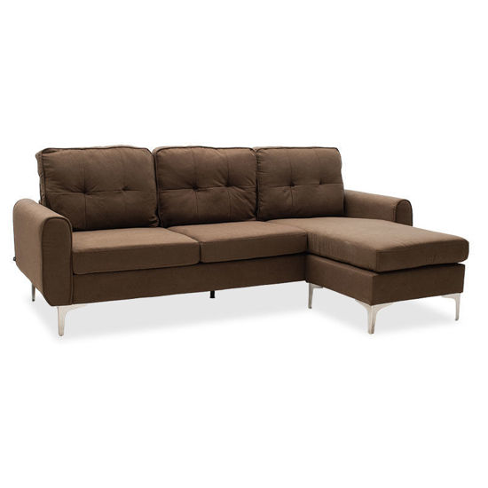 Εικόνα της Γωνιακός καναπές Ballon pakoworld αναστρέψιμος υφασμάτινος χρώμα καφέ 218x135x83,5εκ