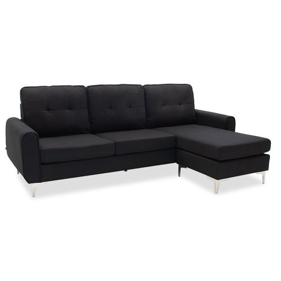 Εικόνα της Γωνιακός καναπές Ballon pakoworld αναστρέψιμος υφασμάτινος χρώμα μαύρο 218x135x83,5εκ