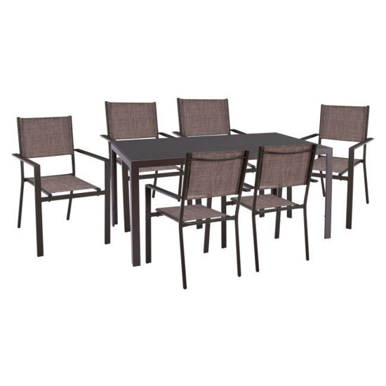 Εικόνα της ΣΕΤ ΤΡΑΠΕΖΑΡΙΑΣ 7 ΤΜΧ ΤΡΑΠΕΖΙ ΚΑΦΕ 150X90 ΚΑΙ ΠΟΛΥΘΡΟΝΑ TEXTLINE ΚΑΦΕ HM11522.02