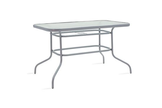 Εικόνα της Τραπέζι κήπου Valor pakoworld μέταλλο γκρι-γυαλί 120x70x70εκ
