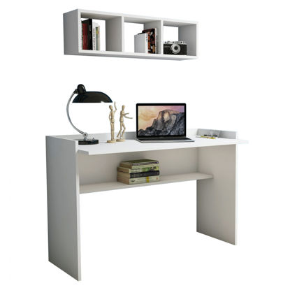 Εικόνα της ΓΡΑΦΕΙΟ ΜΕΛΑΜΙΝΗΣ ΜΕ ΡΑΦΙΕΡΑ ΤΟΙΧΟΥ HM9085.01 ΛΕΥΚΟ 118x45x80Y εκ.