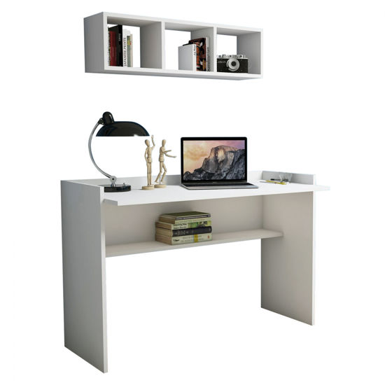 Εικόνα της ΓΡΑΦΕΙΟ ΜΕΛΑΜΙΝΗΣ ΜΕ ΡΑΦΙΕΡΑ ΤΟΙΧΟΥ HM9085.01 ΛΕΥΚΟ 118x45x80Y εκ.