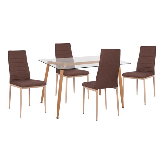 Εικόνα της ΣΕΤ 5ΤΜΧ ΤΡΑΠΕΖΙ ΜΕ ΓΥΑΛΙ & ΚΑΡΕΚΛΕΣ LADY ΦΥΣΙΚΟ ΧΡΩΜΑ HM11080