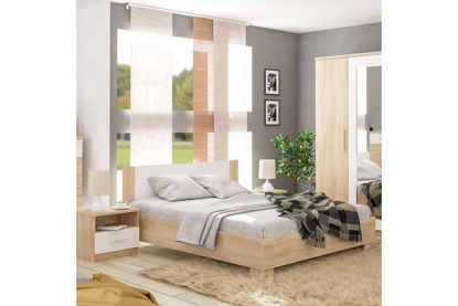 Εικόνα της Κρεβάτι διπλό Geneva pakoworld φυσικό-λευκό 160x200εκ