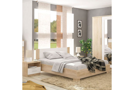 Εικόνα της Κρεβάτι διπλό Geneva pakoworld φυσικό-λευκό 160x200εκ