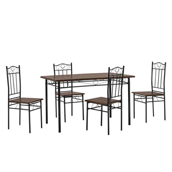 Εικόνα της ΣΕΤ ΤΡΑΠΕΖΑΡΙΑΣ HM8626.02 5ΤΜΧ ΣΕ ΧΡΩΜΑ ΚΑΡΥΔΙ ΜΕ ΜΑΥΡΑ ΜΑΤ ΠΟΔΙΑ 120x70x74 cm.