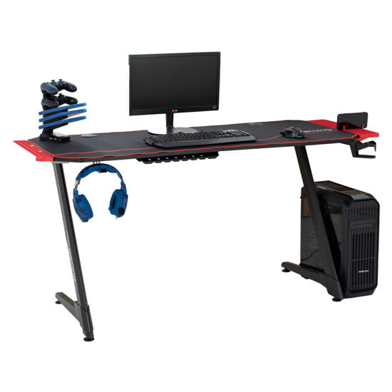 Εικόνα της ΓΡΑΦΕΙΟ GAMING PRO HM11582.04 ΜΑΥΡΟ CARBON ME ΚΟΚΚΙΝΗ ΕΠΕΚΤΑΣΗ 160x60x76Υ εκ.