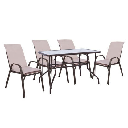 Εικόνα της ΣΕΤ ΤΡΑΠΕΖΑΡΙΑΣ 5ΤΜΧ ΜΕ 4 ΚΑΡΕΚΛΕΣ ΜΕ ΜΑΞΙΛΑΡΙ & ΤΡΑΠΕΖΙ 110x60 ΚΑΦΕ HM10566.02