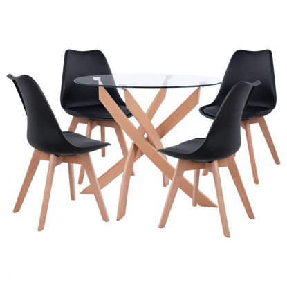 Εικόνα της ΣΕΤ ΤΡΑΠΕΖΑΡΙΑΣ 5ΤΜΧ ΤΡΑΠΕΖΙ Φ90X74 & 4 ΚΑΡΕΚΛΕΣ VEGAS ΜΑΥΡΕΣ HM11693.02