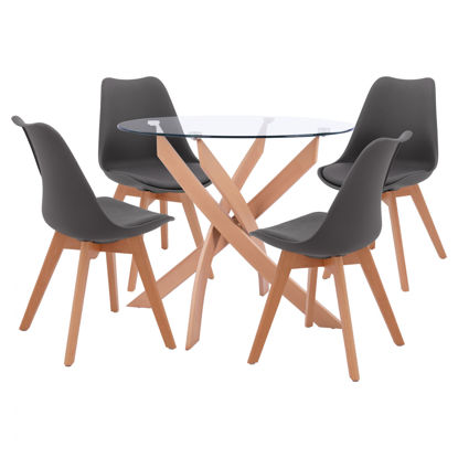 Εικόνα της ΣΕΤ ΤΡΑΠΕΖΑΡΙΑΣ 5ΤΜΧ ΤΡΑΠΕΖΙ Φ90X74 & 4 ΚΑΡΕΚΛΕΣ VEGAS ΓΚΡΙ HM11693.10